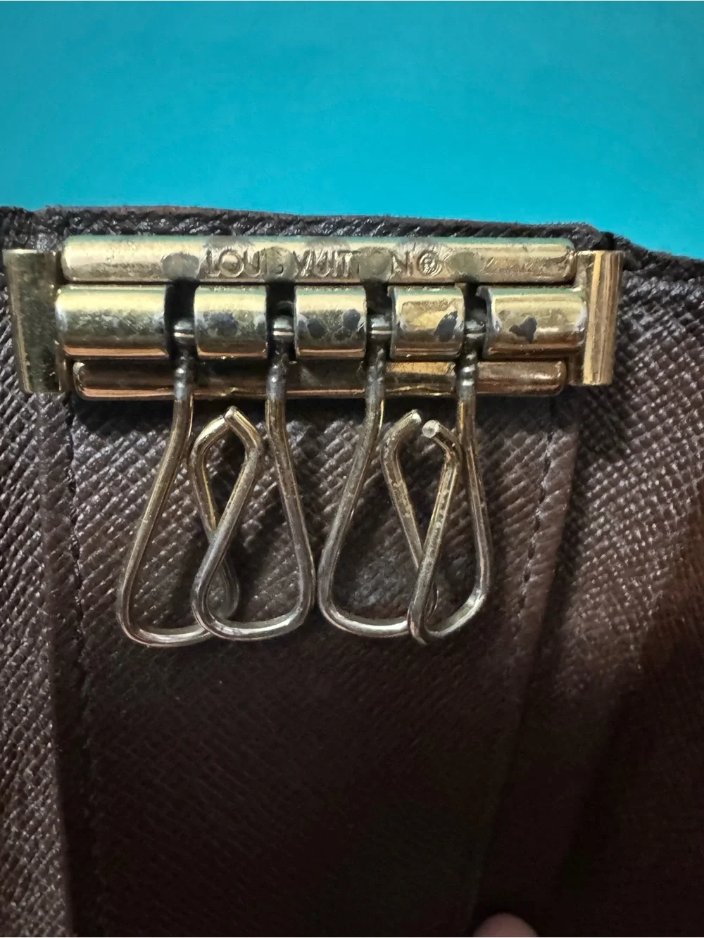 Louis Vuitton Brown Damier Ebene Card & 4 Key Holder with Brass Snap